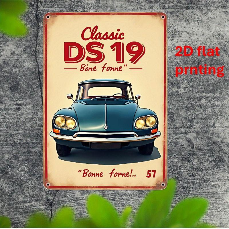 Racing Car Retro Style Metal Decorative Painting for Garage Room Decor