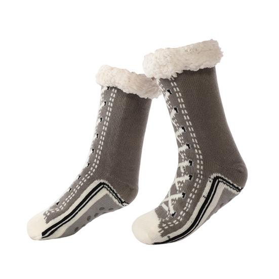 1 Pair Winter Socks Shoes Pattern Plush-lined Warmth Retention Christmas High-tube Socks Leg Warmer Fall