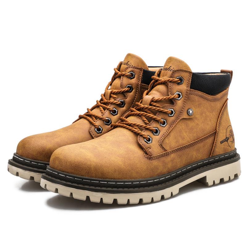 Men's Shoe Trend Mid Rise Workwear Boots Autumn British Style High Top Martin Boots Workwear Shoes Boots Trendy Men's Workwear Boots