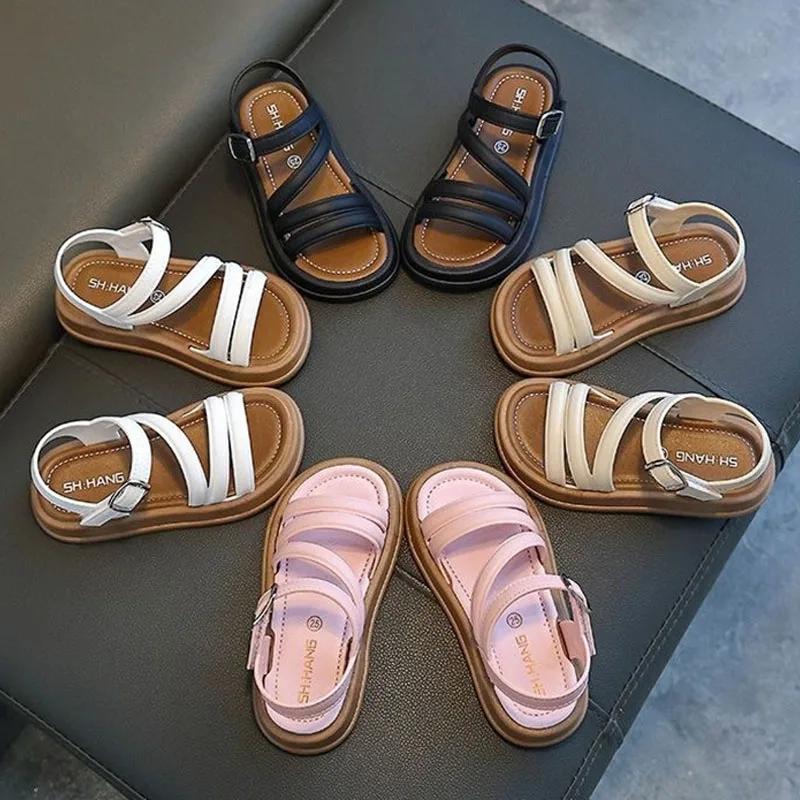 Elegant Baby Girls Sandals Summer New Casual Children Sandals Girls Flat Shoes Fashion Casual Non Slip Kids Student Beach Shoes
