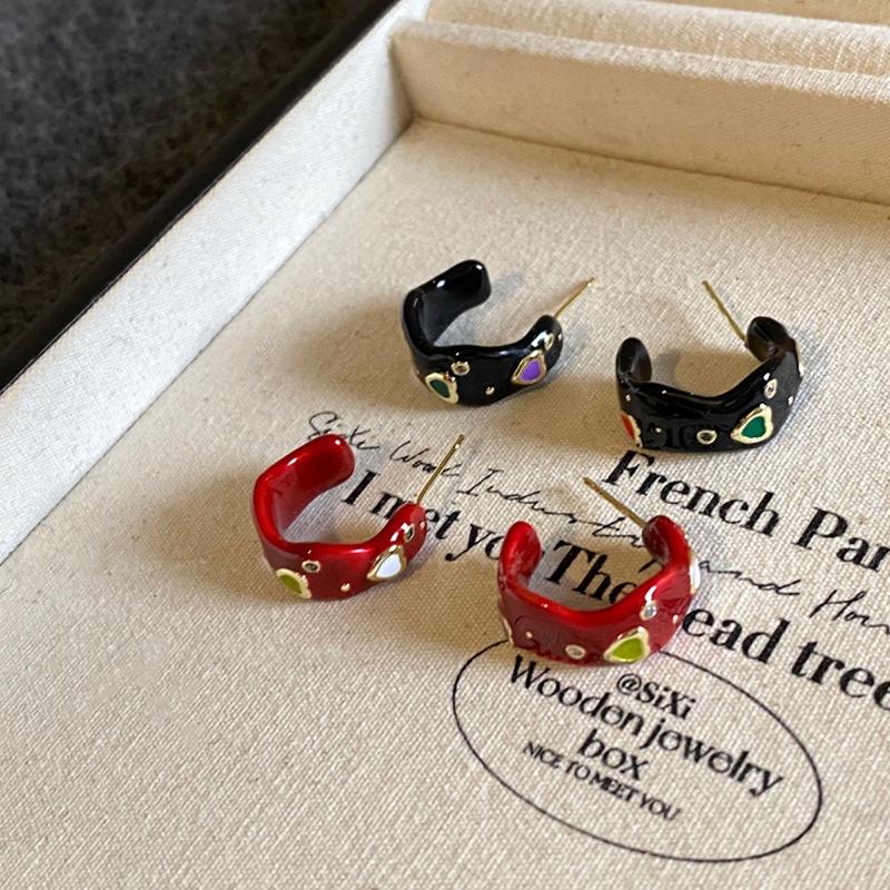 Vintage Enamel Drip Glaze Hoop Earrings Premium Exquisite Trendy Statement Stud Earrings Party Jewelry Gift