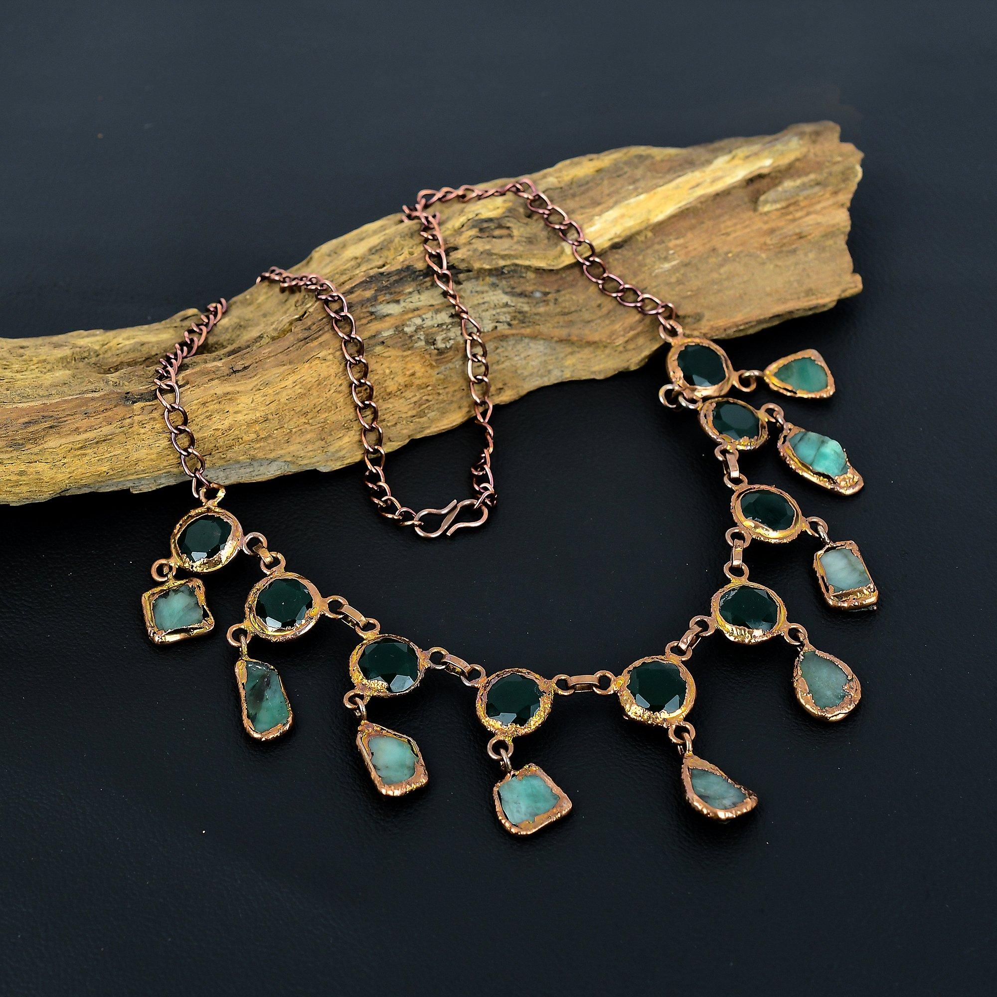

Emerald Necklace, Copper Electroformed Necklace Gemstone Jewelry, Handmade Necklace Amazing Jewelry, Gift For Her