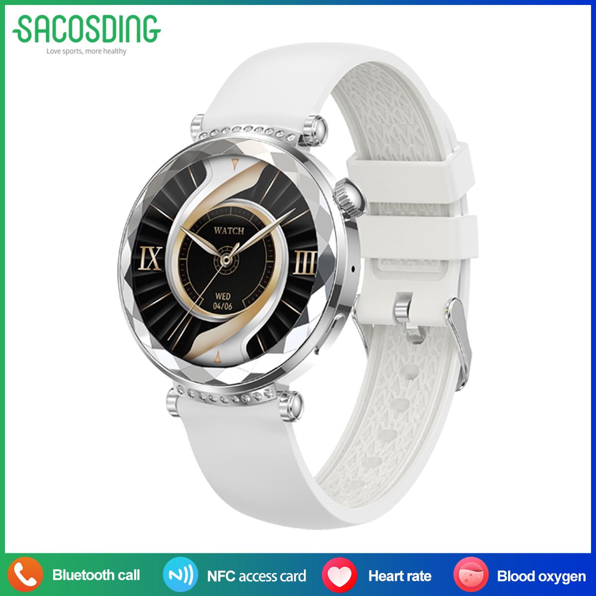 

SACOSIDNG Smart Watch Women AMOLED HD Screen Female Health Management Custome Watchfaces NFC Bluetooth Calls Sports Heart Rate Monitor