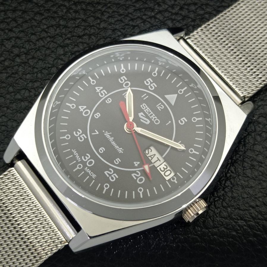 REFURBISHED VINTAGE SEIKO 5 AUTO 6309A JAPAN MENS BLACK WATCH 571b-a266352-10