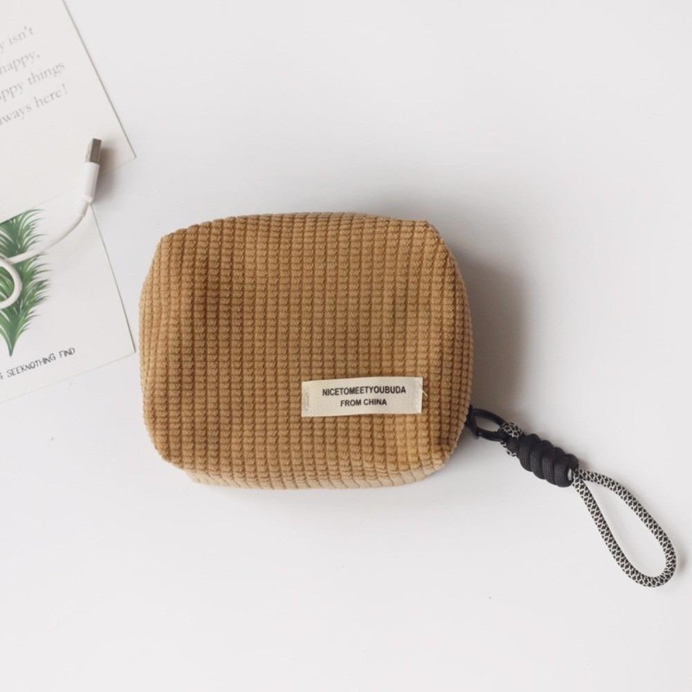 

Portable Solid Color Coin Purse Large Capacity Multifunctional Cosmetic Bag Corduroy Storage Bag Multi-Purpose Use верблюд