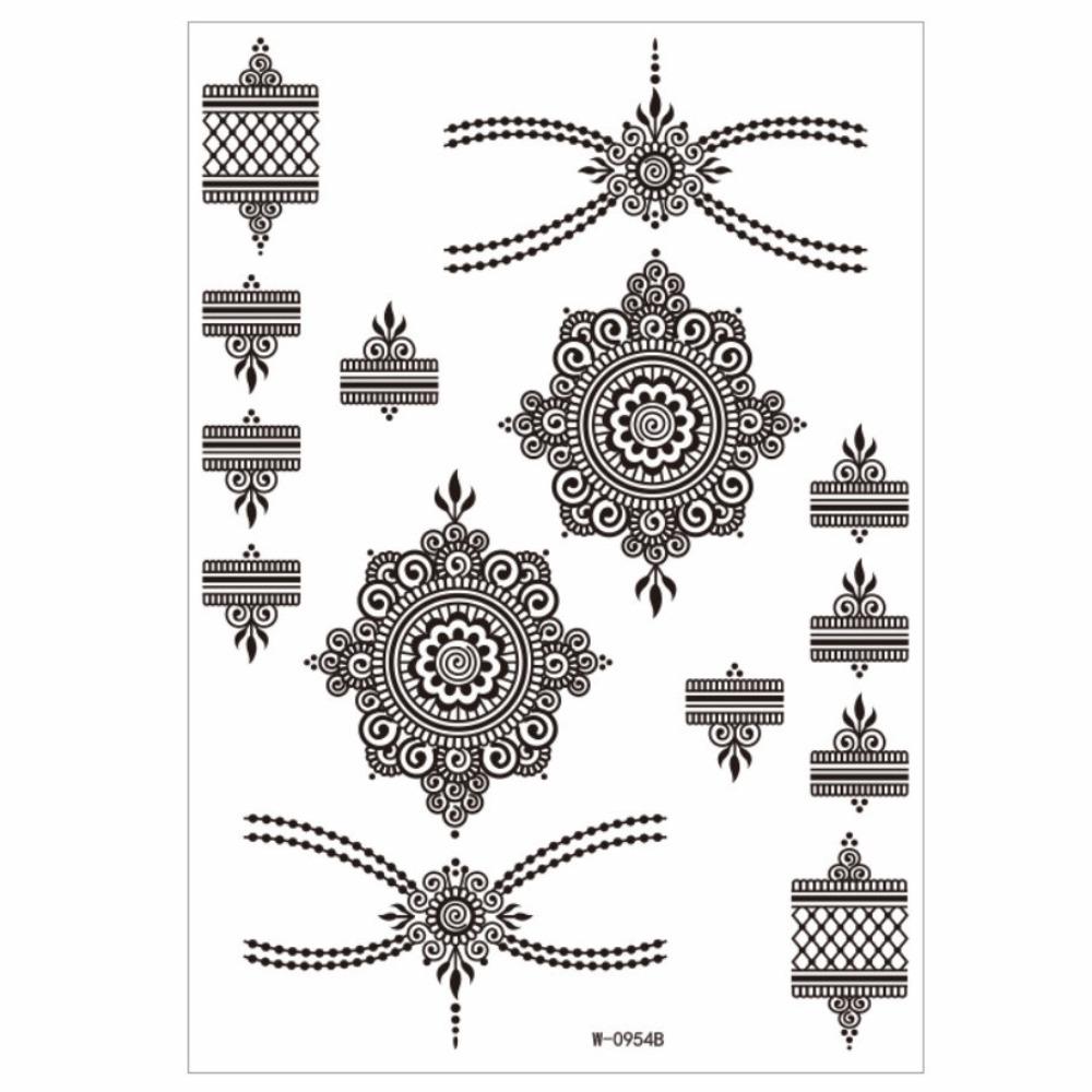 Legs Arm Temporary Tattoo Lace Fake Tattoo Body Art Sticker Black Henna Tattoo Decals  Finger Hand W 0954B