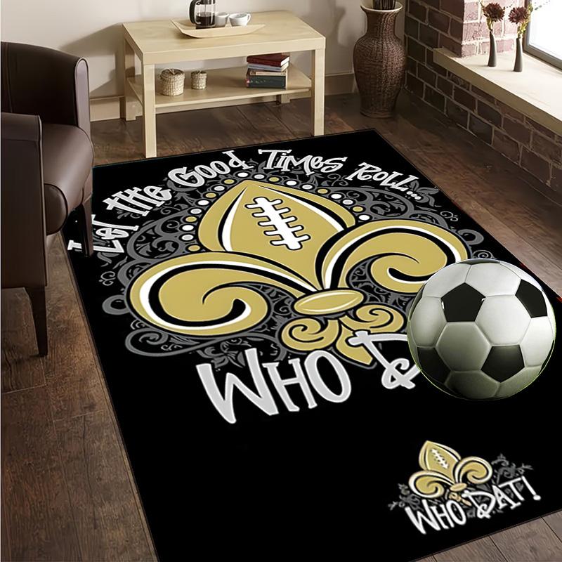 Who Dat Nation Football Rug Office Carpet Non-Slip Mat, Chair Rug Floor Covering for Gaming, Bedroom, Living Room , Home Decor Christmas Gift