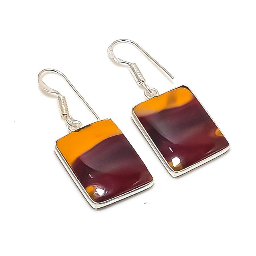 Натуральный камень Мукаит Серьги из стерлингового серебра 925 пробы 1,54  AE-12021