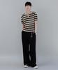 NODU Waffle Stripe Collar Crop Half Knit [Beige]
