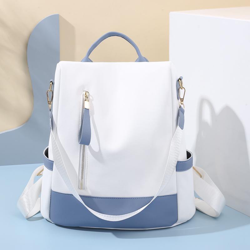 Women's Lightweight Oxford Cloth Backpack: Fashionable, Splash-Proof, Contrast Color, Large Capacity for Travel or School CLE