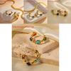 Fashionable And Versatile Stainless Steel Earrings With 18k Gold Plating Geometric Shape Embedded Natural Stone