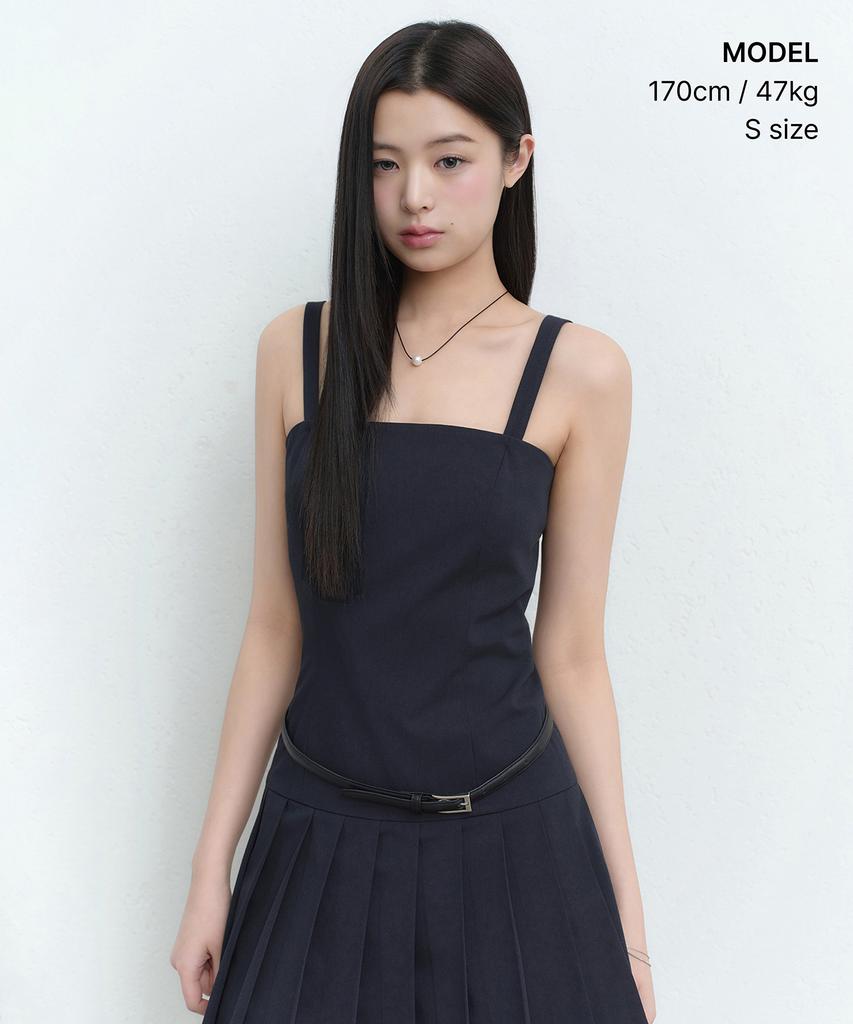 Musinsa Standard Woman Women'S Slim Pleated Mini Dress [Navy]