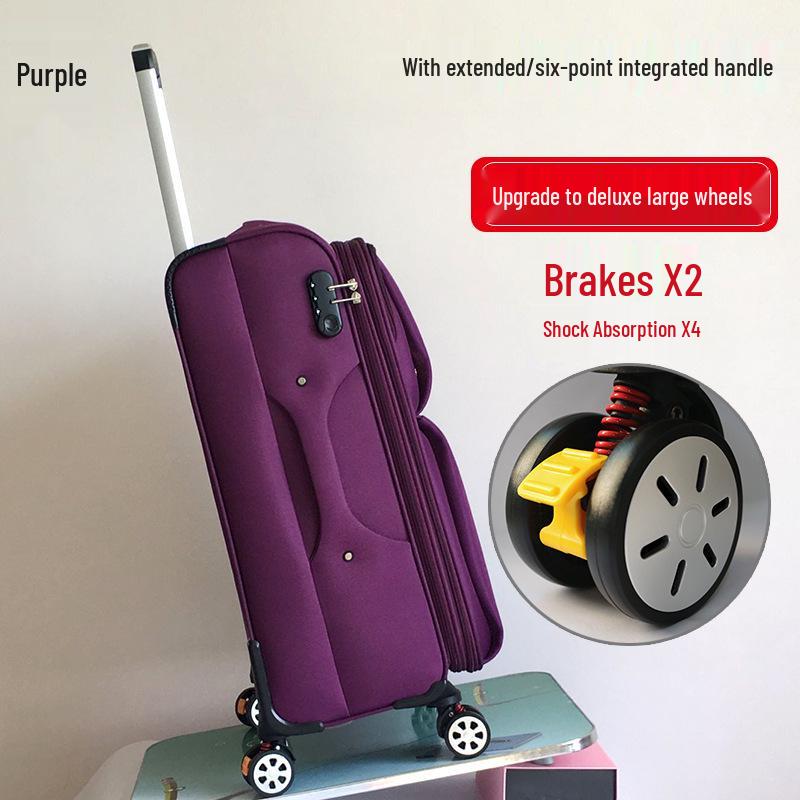 20-Inch Oxford Cloth Trolley Case with Universal Wheels, Leather Suitcase, Password Lock, Carry-On Luggage for Men and Women