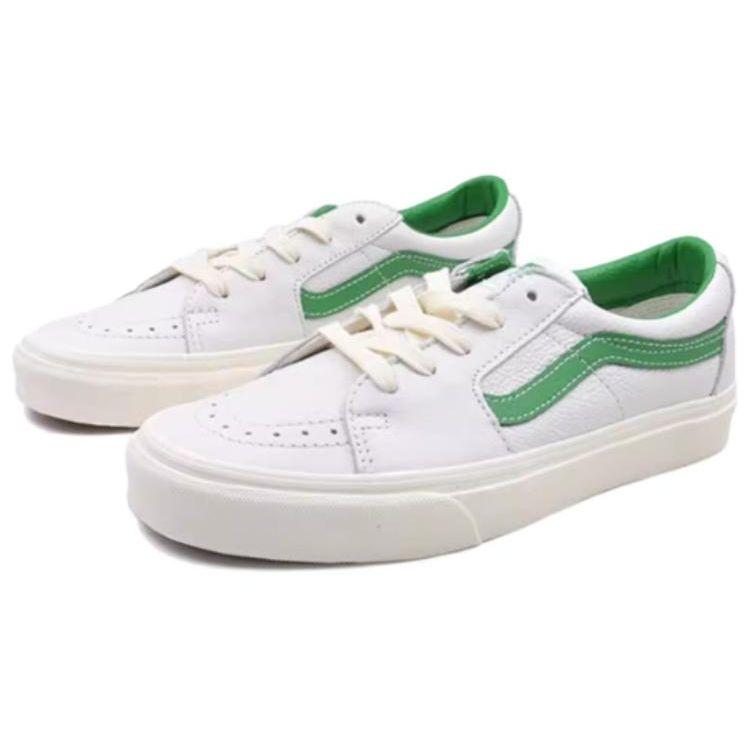 Vans Sk8 Low Top Lace-Up Impact Resistant Skate Shoes Unisex Sneakers White Green VN0009QRBDU