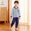 New Pure Cotton Children's Cardigan Pajama Set - Short Sleeve, Loose Fit for Boys & Girls