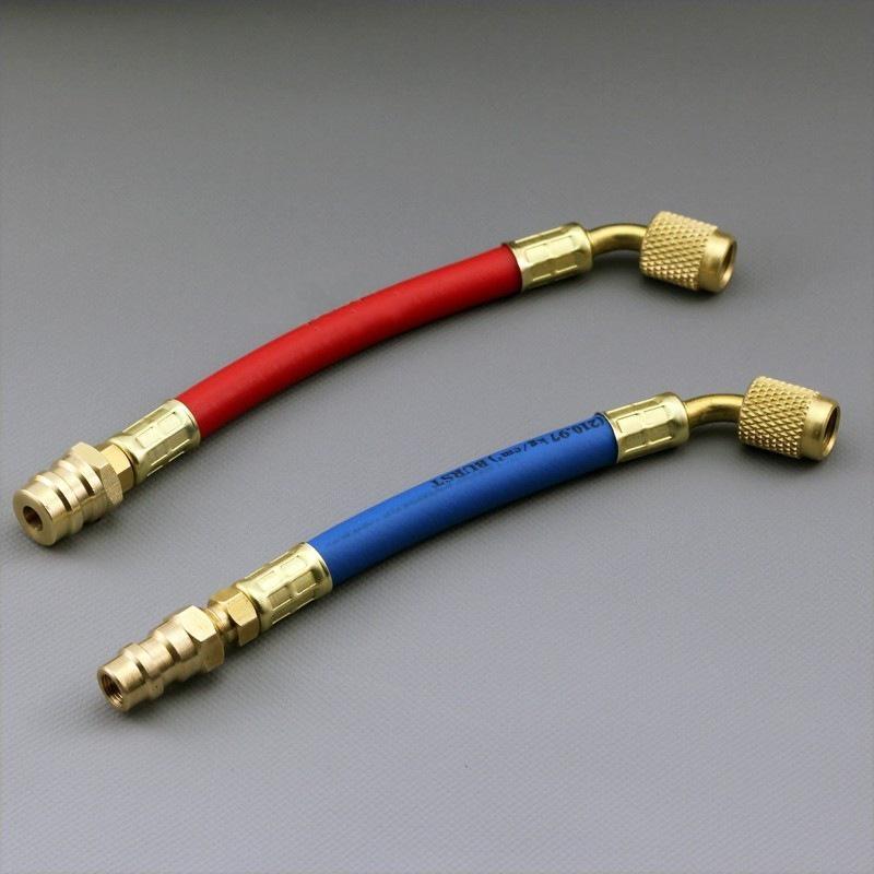 R134A to R12 Threaded Charging Hose, 1/4 SAE Inner Thread, with High/Low Pressure Compatibility