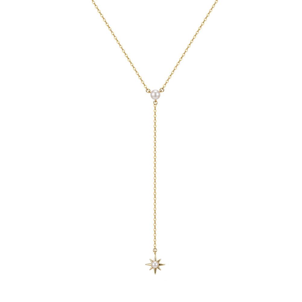 Influencer-style Versatile Minimalist Tassel Star Clavicle Pendant Y-shaped Classic Womens Choker Necklace Bamboo S925 Silver