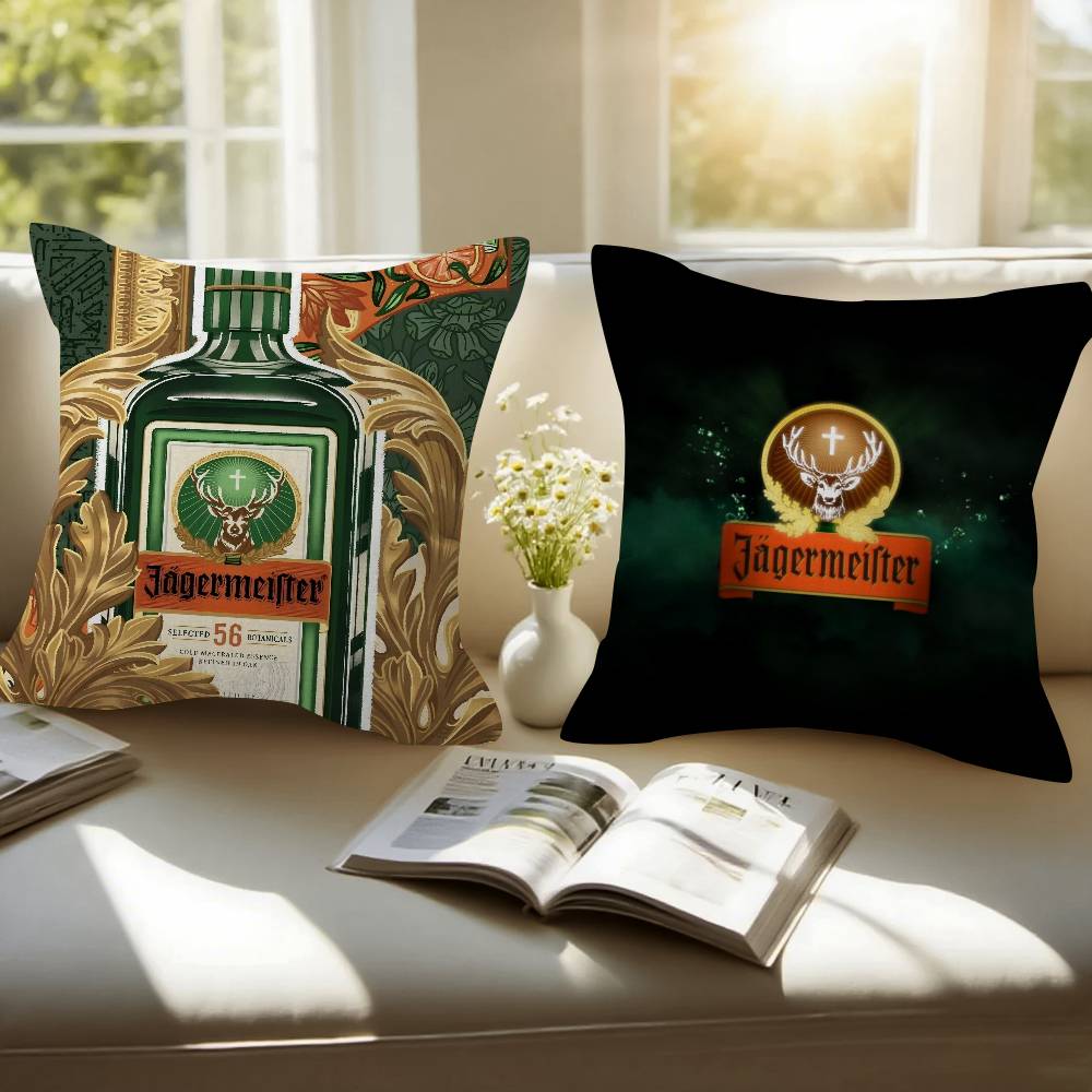 JJagermeister Logo Maple Design Cushion Cover Happy Autumn Harvest Decor Holiday Decorati Pillow Cover