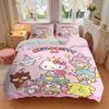 3pcs Party Hello Kitty and Friends Bedding Set - 1 Soft Quilt Cover + 2 Pillowcases, Machine Washable - Suitable for All Seasons, Perfect Gi