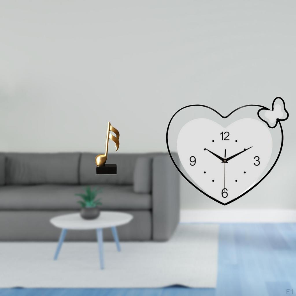 Creative Resin Music Note Heart Shape Sculpture Tabletop Ornament And Acrylic Wall Clock Art
