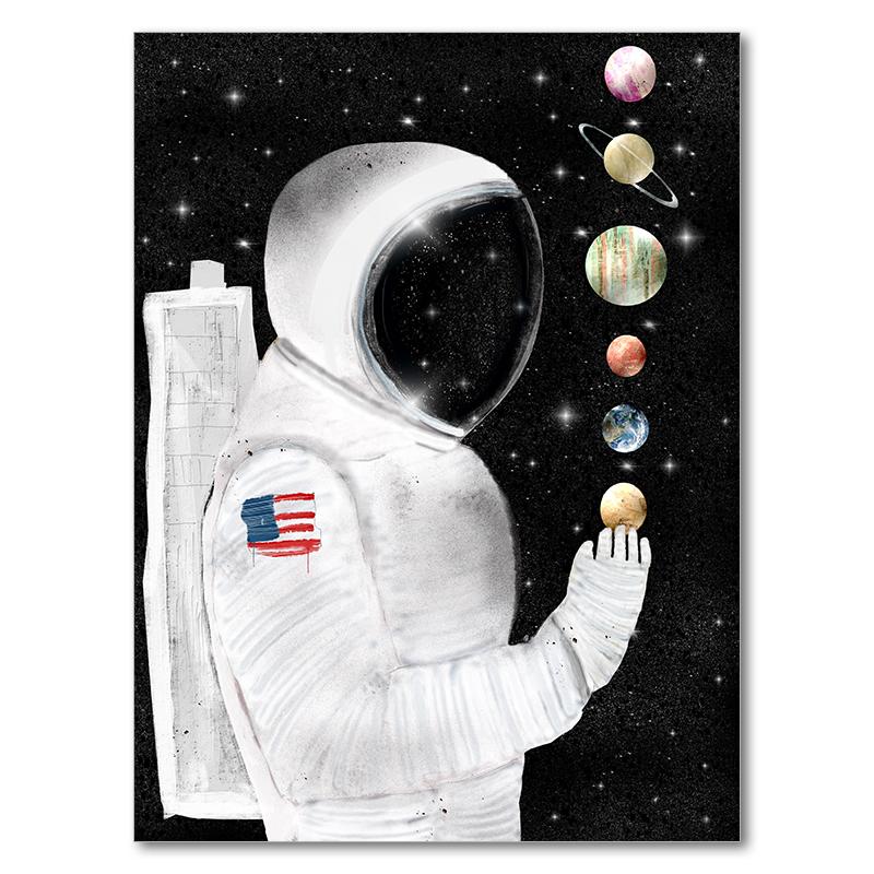 Kids Baby Nursery Room Decor Space Planet Art Print Canvas Painting Pictures for Wall Toile Decoration Murale Paintings Mural