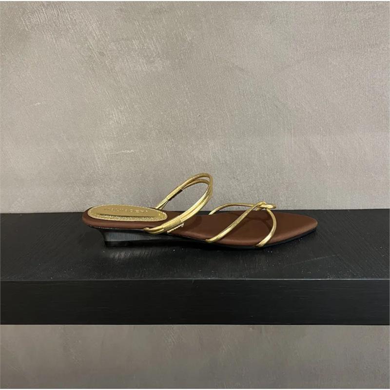 2025 Summer New Fashion Versatile Pointed High Heels Internet Celebrity Niche Design Wedge Heel with Two Sandals