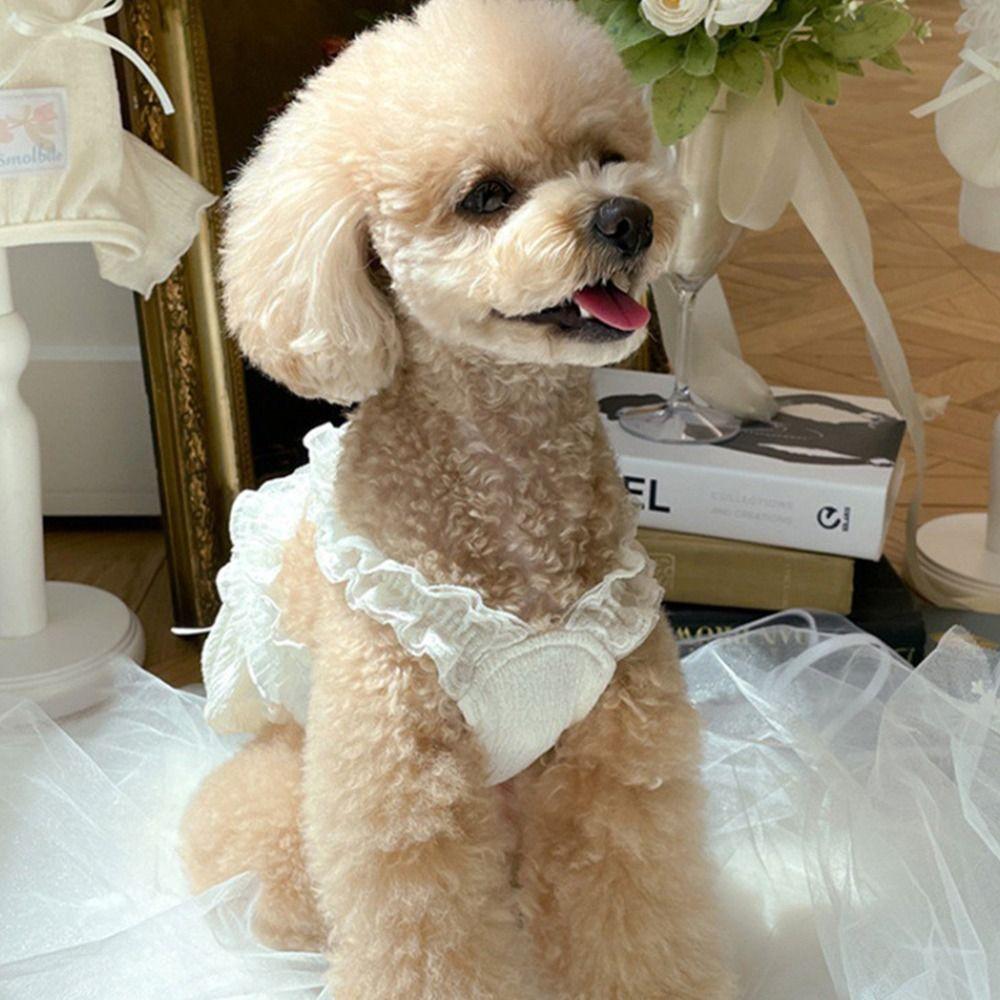Soft Pet White Lace Camisole Cute Cat Princess Skirt Summer Pet Vest  for Pomeranian Chihuahua