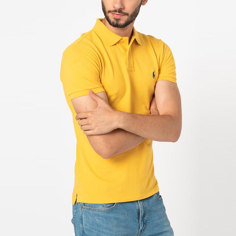 Polo Ralph Lauren Logo Ensfarget Kortermet Poloskjorte Herre topper Gul 710536856-297