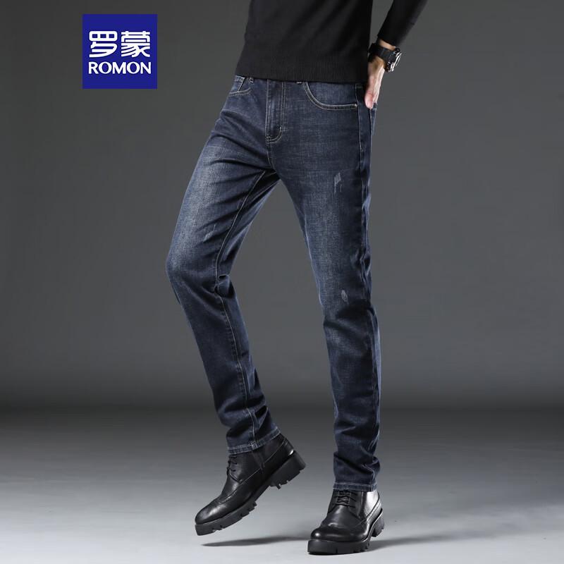 ROMON Men's GZ22 Slim Straight Business Casual Jeans
