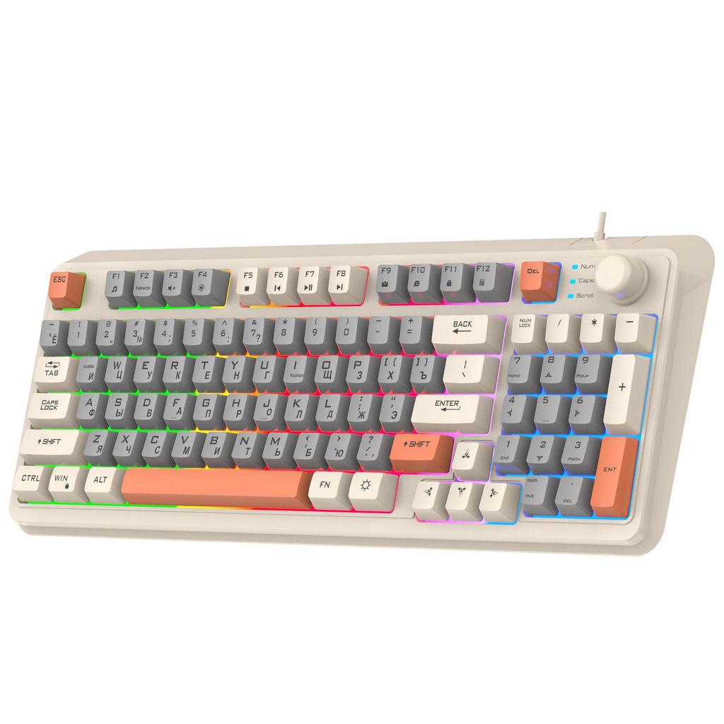 Silver Fox K820 Three-Color Backlit Russian Gaming Wired Keyboard & Mouse Set