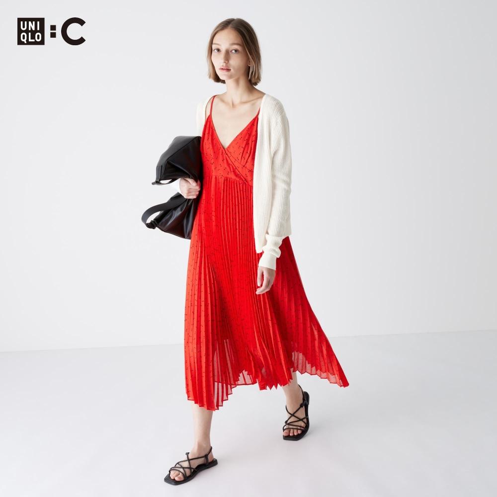 

UNIQLO JAPAN плиссированное платье-бретелька в горошек