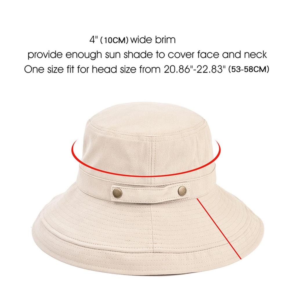 Damen Sommer-Sonnenhut 100% Baumwolle Atmungsaktiv Breiter Rand Fischerhut Outdoor UV-Schutz Kappe