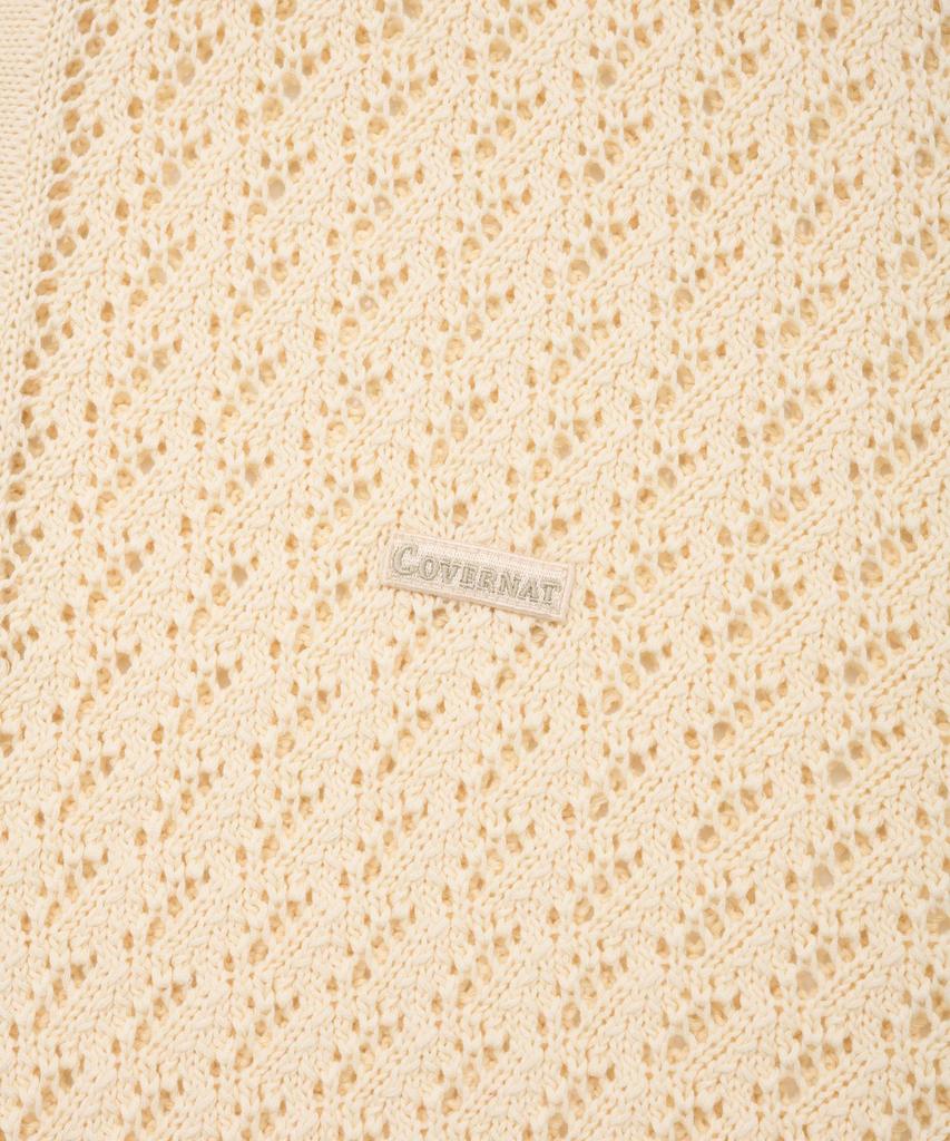 COVERNAT Small Authentic Crochet Collar Half Knit Cream