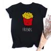 Funny Design Best Friend Matching TShirt BFF T Shirt Women Fast Food Tee Shirt for Femme Tops Tees Hamburger and Fries