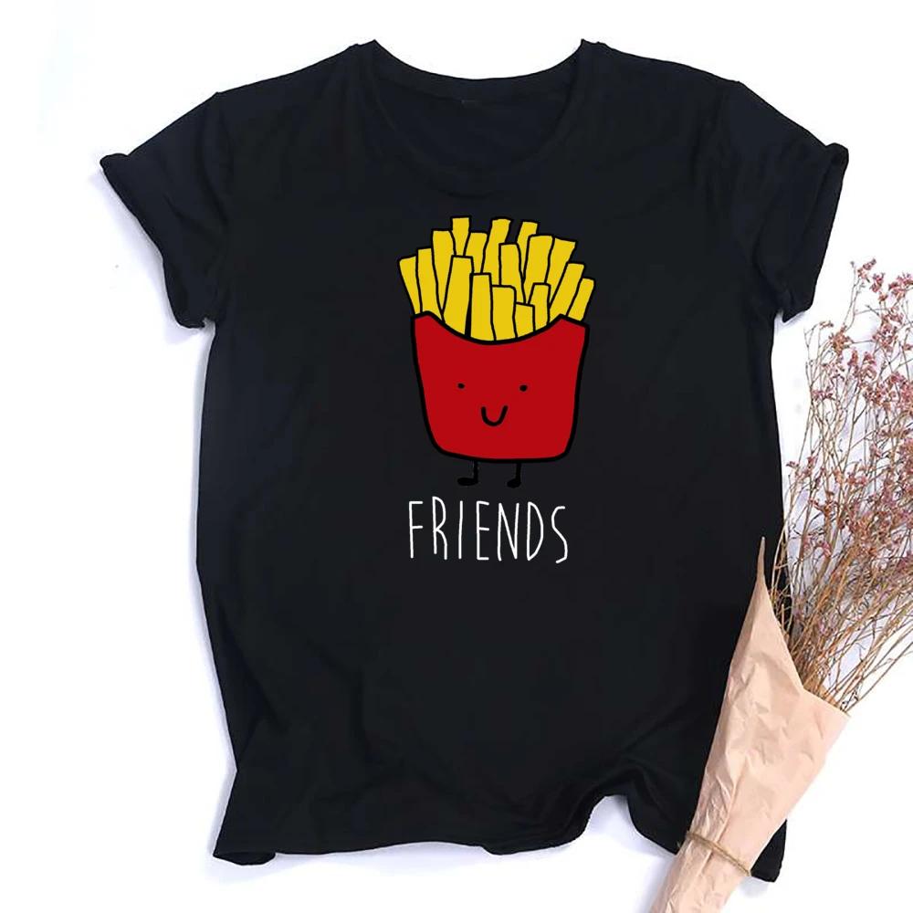Funny Design Best Friend Matching TShirt BFF T Shirt Women Fast Food Tee Shirt for Femme Tops Tees Hamburger and Fries