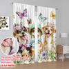 2pcs,2D plane printing Print Curtains Floral Canine Trio Durable 100% Polyester Fabric (without rod) Decorations For Home for