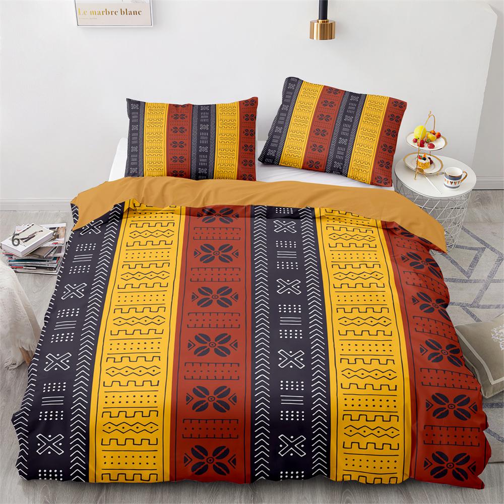 Tribal Duvet Cover Set Secret Tribe Pattern In Bohemian Style Decorative Polyester Bedding Set with Pillowcase King Queen Size