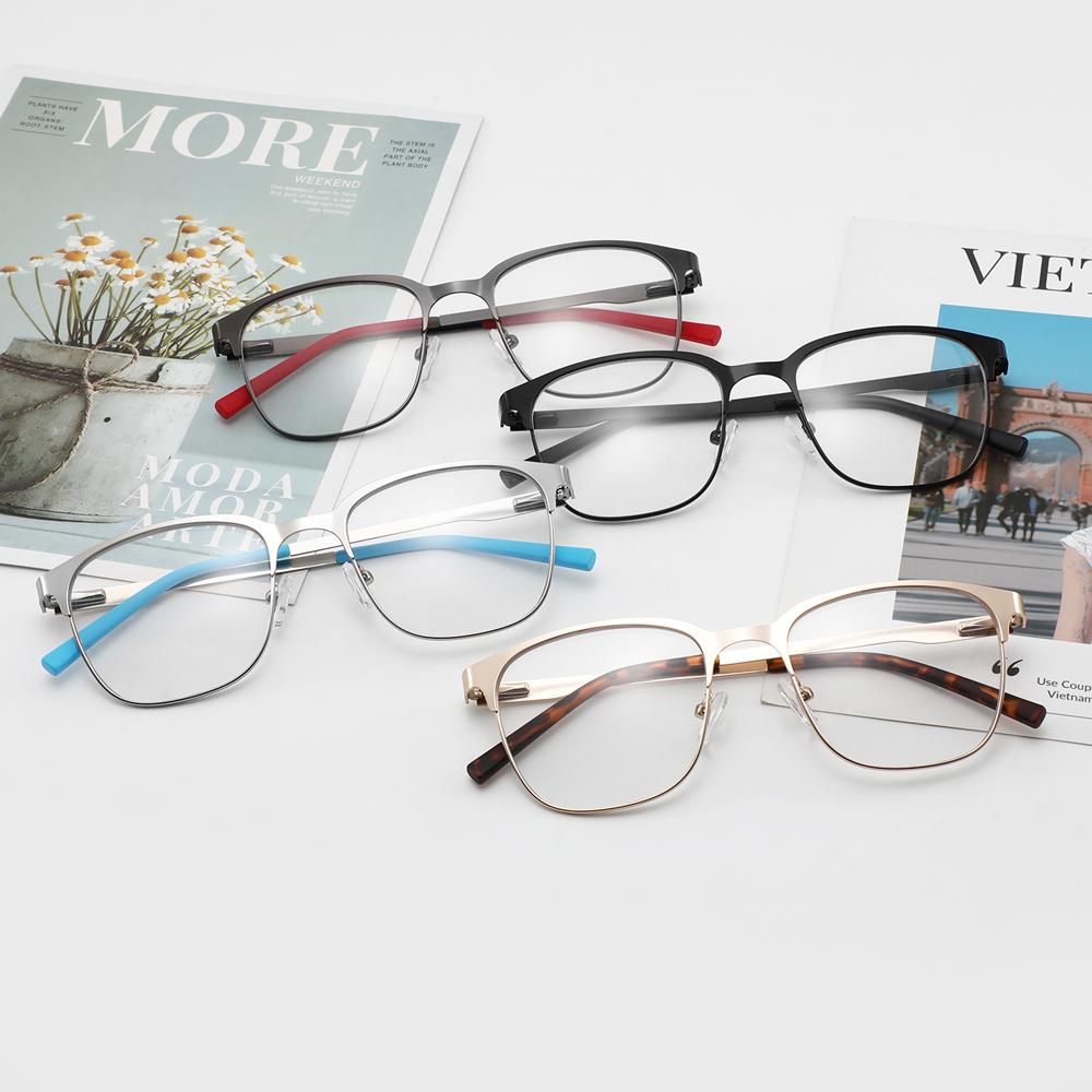 Fashion new flat mirror women's high-end sunglasses men's driving UV400 metal square myopia glasses