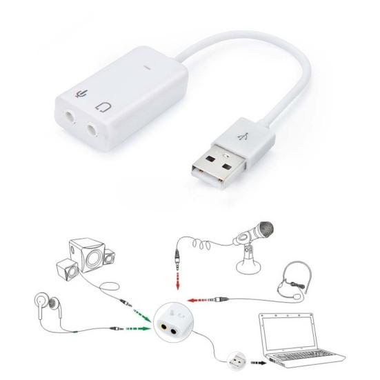 Portable 3D Virtual Network Audio Song Sound Card Adapter USB Channel with Cable
