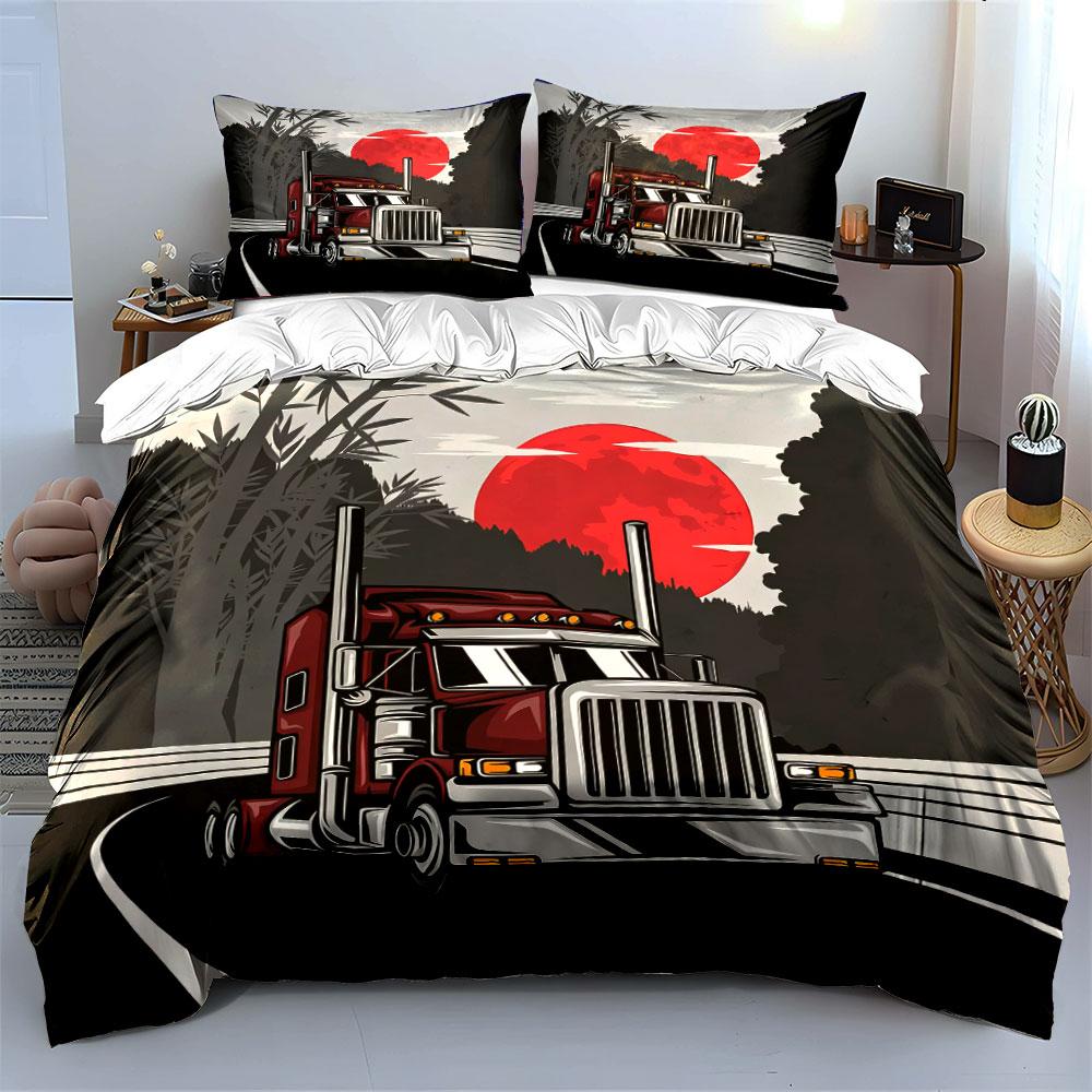 Truck Set For Road Adventures  Kid'S And Adults' Bedroom Decor, Exquisite Three-Piece Bedding Set Gift