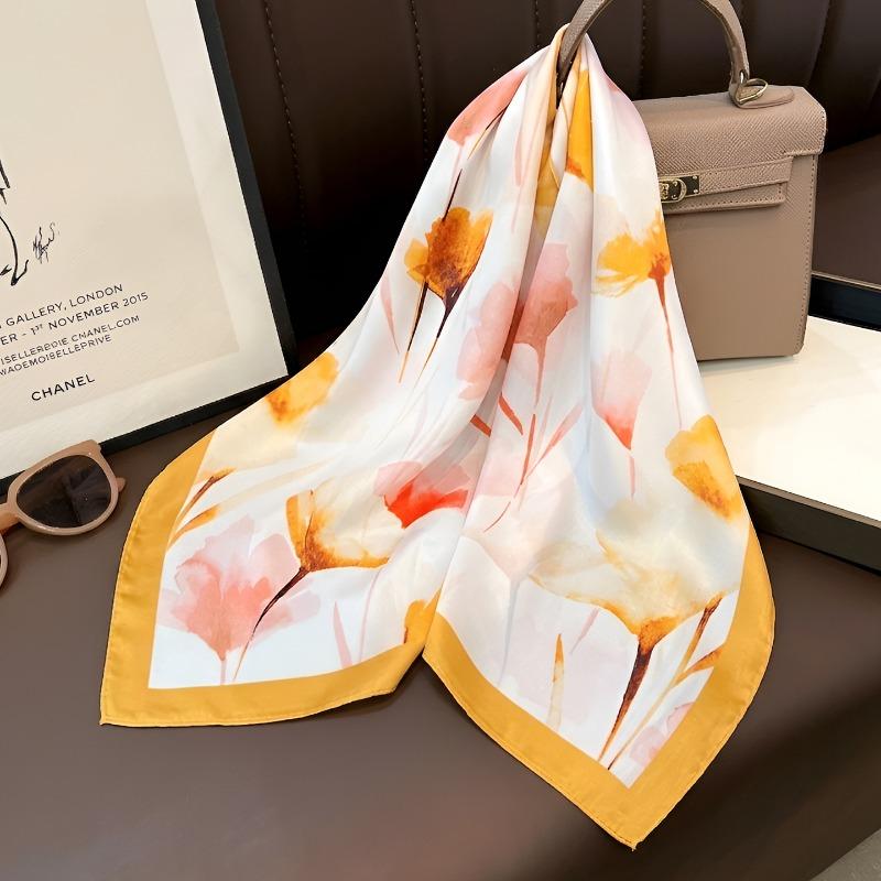 Women S Floral Print Square Scarf Spring Summer Decorative Neck Scarf Elegant Luxury Lightweight