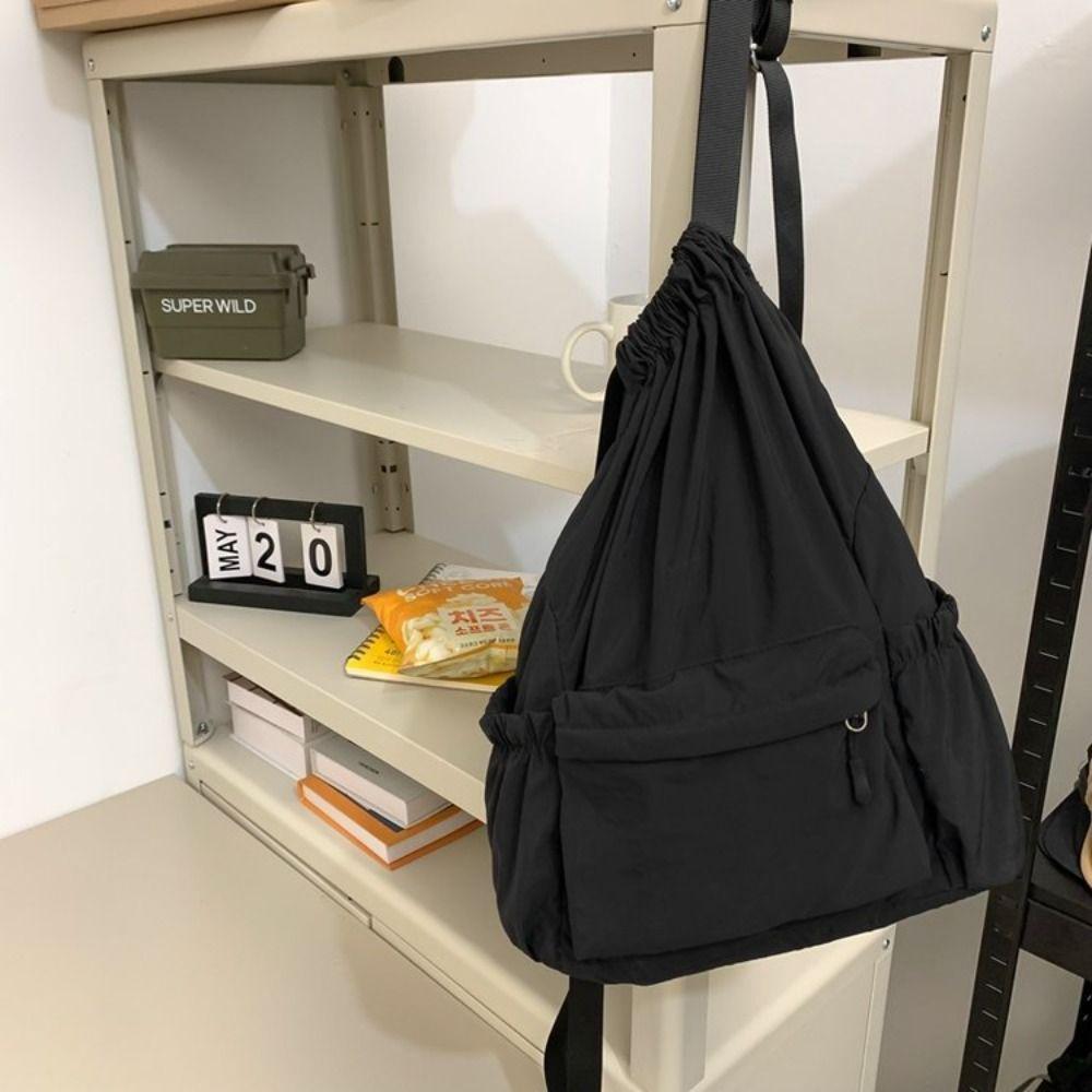 

Нейлоновая сумка через плечо нового дизайна большой вместимости, школьная сумка, модный рюкзак на шнурке, студенческий чёрный