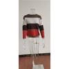 Women's Autumn And Winter Long Sleeved Striped Fur Round Neck Knitted Pullover Top Sweater