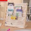 Children's Floor-Standing Solid Wood Bookshelf with Multi-Layer Storage and Movable Picture Book Rack.