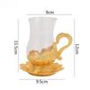 European Style Metal Glass Cup Teacup Dish Set Coffee Cup Milk Cup Teacup Beverage Cups Household Beverage Utensil Water Cups
