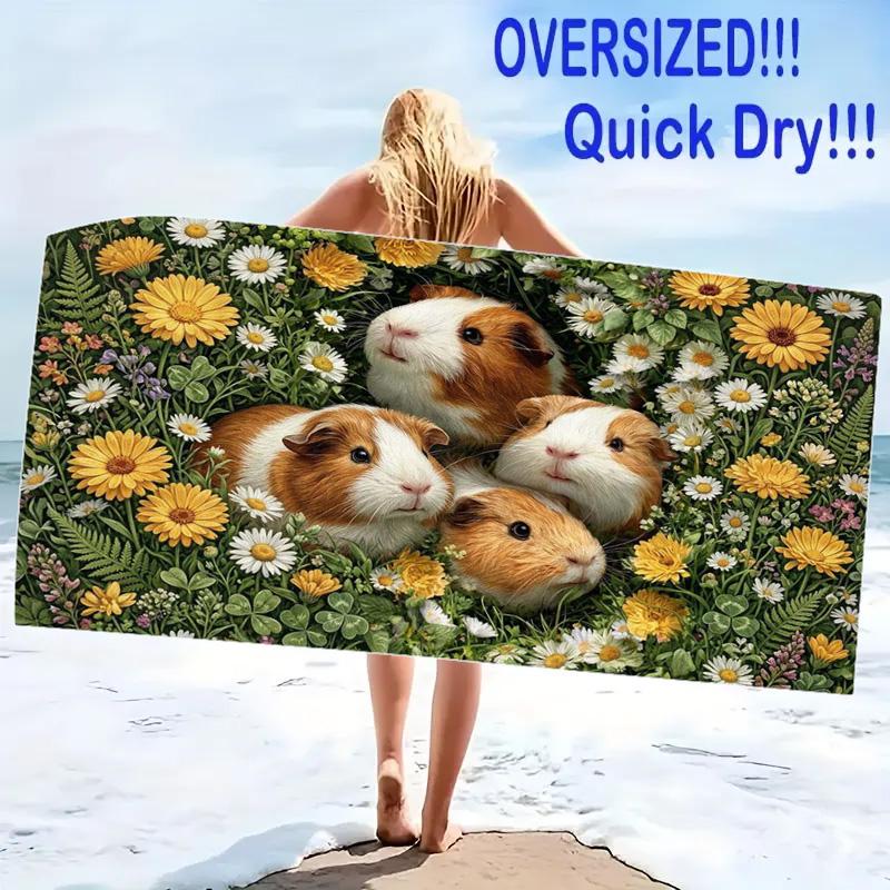 Guinea Pigs Print Beach Towel, Large Soft Quick Dry Towel for Beach Camping Swimming