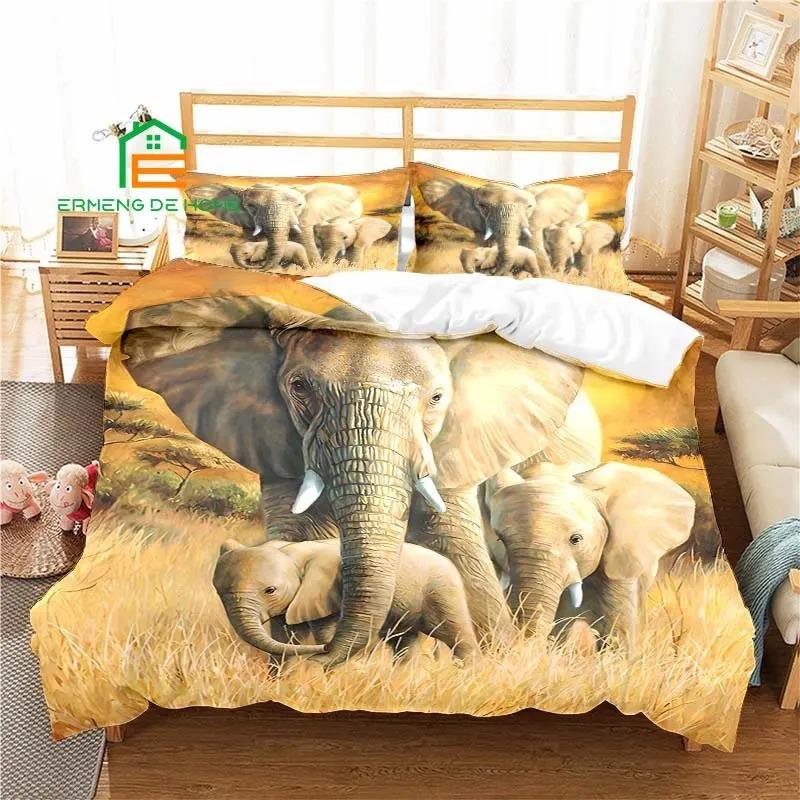 Animal Elephant Art Pattern Duvet Cover Set Bedding for Aldult Kids Bed Set Game Quilt Cover Comforter Cover Bedding Set