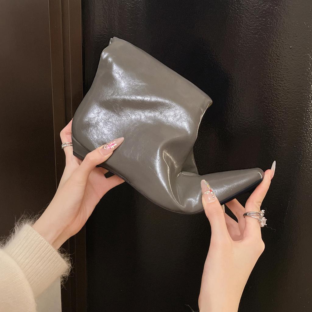 Designer Square Toe Women Slimming Knight Boots Elegant Female Wedges Low Heel Short Booties Zapatos De Mujer