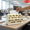 2D Flat, 1pc Tissue Box, Printed On Both Sides, Mid Century Modern Tissue Box Retro Geometric Print Durable Polyester Fabric Napkin Tissue Holder, Spa