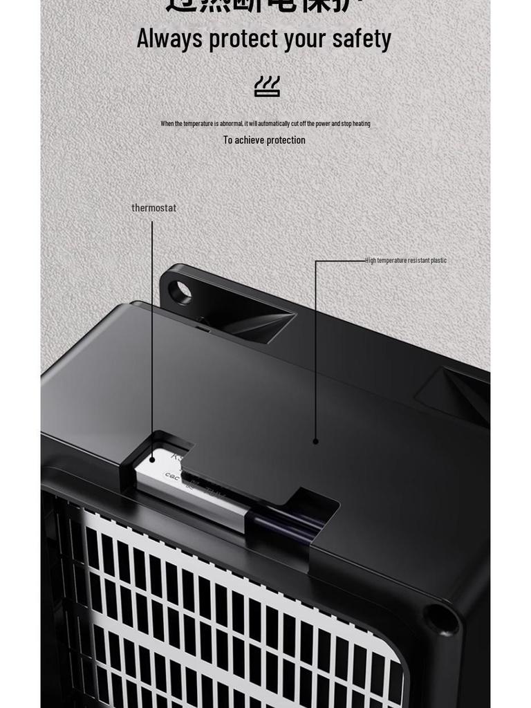 Mini solární elektrický ohřívač: Černý technický ventilátor pro vytápění domácností